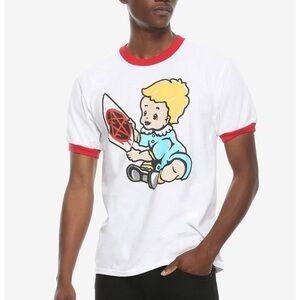 Hot Topic Evil Child Ringer T Shirt Size M